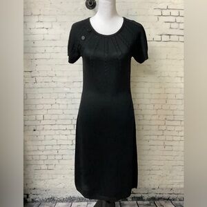 Calvin Klein Women Black BodyCon Sheath Wool Sweater Dress Cap Sleeve XS…
